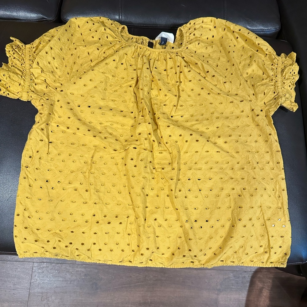 Universal Thread Mustard Eyelet Blouse - Picture 2 of 2